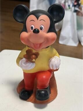 Mickey Mouse Rubber Squeak Toy 8inch Walt Disney Toy, Made In Mexico